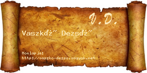 Vaszkó Dezső névjegykártya